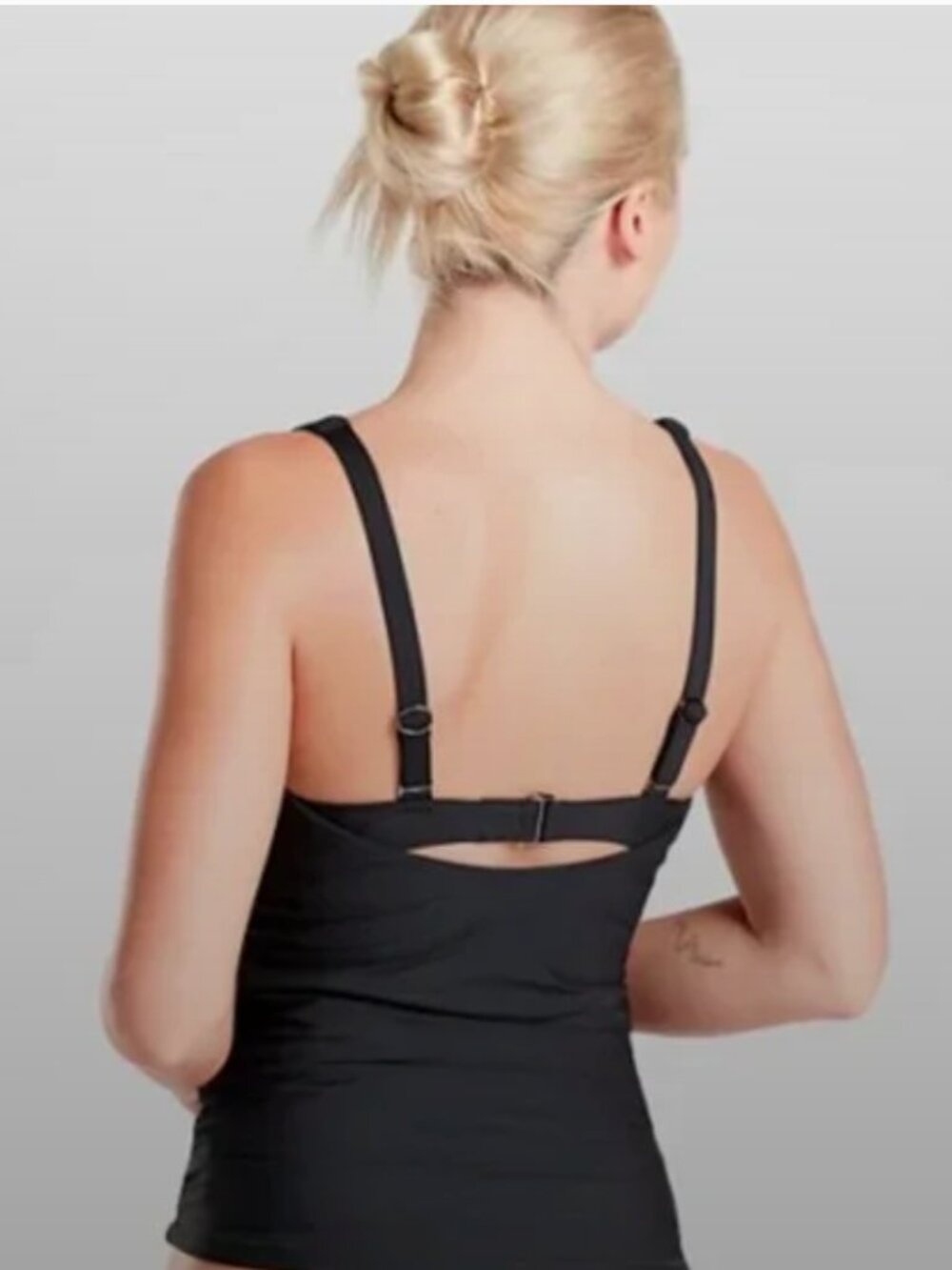 ATHLETA Black Square Neck Bra Cup Tankini Top Size 36 D/DD Tall NWT - Picture 2 of 6
